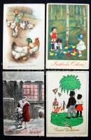 Újév, húsvét, pünkösd, karácsony 128 db régi üdvözlőlap / 128 old greeting cards New year, Easter, Penticot, Christmas