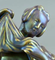 Zsolnay vetkőző akt, eozin mázas, jelzett, hibátlan. m: 26 cm