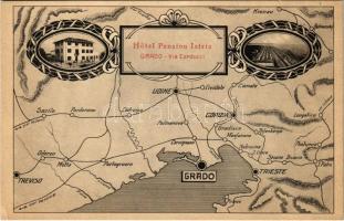 Grado, Hotel Pension Istria, Via Carducci / Hotel advertisement with map (EK)