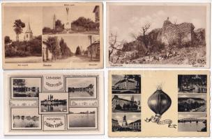 4 db RÉGI történelmi magyar képeslap a Nagymagyarország területéről, vegyes minőség: Abony, Bánréve, Makó, Salgótarján / 4 pre-1945 postcards from the Kingdom of Hungary, mixed quality