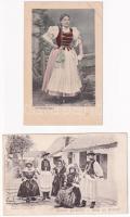 4 db RÉGI népviseletes motívum képeslap / 4 pre-1945 folklore motive postcards