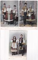 3 db RÉGI tót népviseletes motívum képeslap / 3 pre-1945 folklore motive postcards