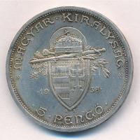 1938. 5P Ag "Szent István" T:1-,2 patina Adamo P8.1