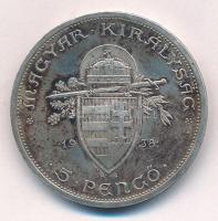 1938. 5P Ag "Szent István" T:2 patina Adamo P8.1