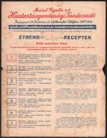 cca 1940 Meinl Gyula háztartási tanácsadó receptek. 4 p szakadozott