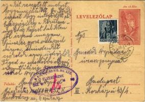 1943 Benedek Árpád zsidó KMSZ (közérdekű munkaszolgálatos) 101/88. kis. mu. szd. levele feleségének Benedek Árpádnénak a bácskertesi munkatáborból / WWII Letter of a Jewish labor serviceman to his wife to the labor camp of Kupusina. Judaica