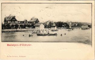 1902 Balatonföldvár, strand, fürdőkabinok. Klösz György