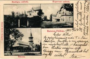 1902 Balatonföldvár, Kupavezér és Bendegúz szálloda, étterem. Divald Károly (EK)