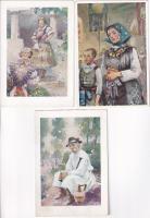 Baranyai Népviseletek. Pinx: Pécsi Pilch Dezső - 6 db régi képeslap / 6 pre-1945 Hungarian folklore ...