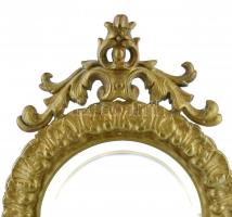 Asztali tükör, bronz goglalatban, kopott, jelzés nélkül, m:34,5cm