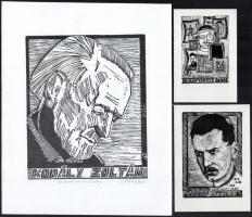 8 db klf linómetszet: József Attila, Egri vár, Eger, Kodály Zoltán Trojan Marian József (1931-2016)