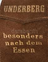 Underberg bőr öv, díszes réz csattal, likőrös üveg tartókkal, h: 103 cm