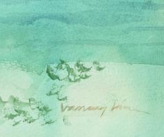 Vaszary jelzéssel: Tengerpart. Akvarell, papír. Sérült. Keret nélkül. 40x55,5cm