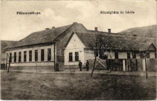 1930 Pilisszentiván, Községháza és iskola (ragasztónyom / glue marks)