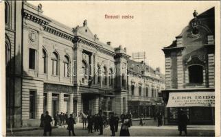 Pécs, Nemzeti kaszinó, Lehr Izidor, Ullmann Károly üzlete (EM) (képeslapfüzetből / from postcard booklet)