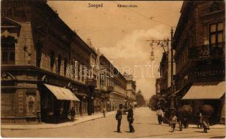 1911 Szeged, Kárász utca, Szegedi Kézműves Bank, Földes Izsó, Haas Fülöp és fiai, Várnay L. üzlete (EK)