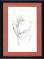 Jelzés nélkül: Női portré. Ceruza, papír. Üvegezett keretben. 22,5x15 cm