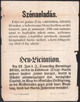 cca1860 Szénavásári hirdetmény Orczy kert szakadással 23x30 cm