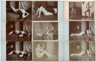 FESTÉSZETI AKT MODELLEK - 18 db eredeti fotó meztelen hölgyekről festő osztályokban az 1900-as évek elejéről / NUDE MODELS FOR PAINTING CLASSES - 18 original vintage photos from the beginning of 1900, nude ladies