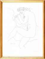 Reich Károly (1922-1988): Pán. Nyomat, papír, jelzés nélkül, számozott (25/10). Üvegezett fa keretben, 35x27 cm