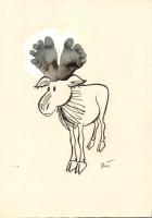 Ruszkai Gábor (1958 - ) vicces grafikája, 21x15 cm