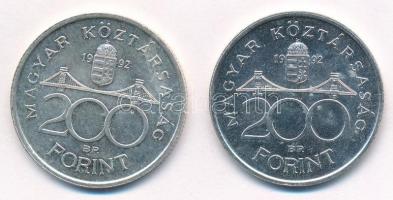 1992. 200Ft Ag "MNB" (2x) T:1-,2 Adamo F13
