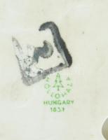 Hollóházi porcelán hamutál. Részben kézzel festett, jelzett, apró lepattanással, d: 14,5 cm