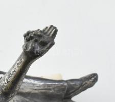 Gyümölcs kínáló. Ón szobor, alabástrom talapzaton. Jelzés nélkül. 23x18 cm