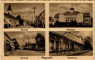 Nagyszőlős, Nagyszőllős, Vynohradiv (Vinohragyiv), Sevljus, Sevlus; utca, községháza, vasútállomás / street, town hall, railway station