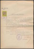 1925 Állampolgársági bizonyítvány a M. Kir. Belügyminiszter helyett államtitkár aláírásával igazolva a trianoni békeszerződés alapján az állampolgárság elismerését
