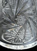 Ólomkristály kancsó, 4db pohárral, szép állapotban, jelzés nélkül, m: 29 és 17cm