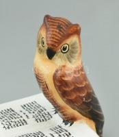 Bodrogkeresztúri? könyves bagoly, részben kézzel festett, jelzés nélkül, kopásnyomokkal, m: 10 cm