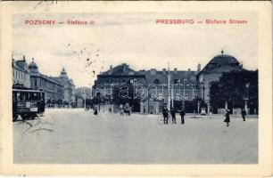 Pozsony, Pressburg, Bratislava; Stefánia út, villamos / street, tram