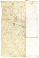 cca 1910 Mezőberénytől Battonyáig. Katonai térkép vászonra kasírozva. 150x110 cm