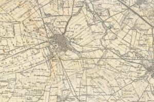 cca 1910 Mezőberénytől Battonyáig. Katonai térkép vászonra kasírozva. 150x110 cm