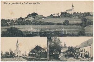 1919 Máriakép, Mariabild, Maria Bild (Badafalva, Weichselbaum); látkép, kegytemplom, Postl Johann üzlete és saját kiadása. R. Andrecs Fotograf / general view, pilgrimage church, shop of Johann Postl (EK)