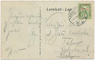 1915 Pándorfalu, Parndorf; indóház, vasútállomás, templom tér / Bahnhof, Kirchenplatz / railway stat...