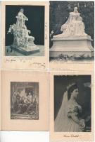 Erzsébet királyné motívum 14 régi képeslap + 2 fotó kis albumban
