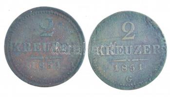 1851B 2kr Cu + 1851G 2kr Cu T:2-,3 anyaghiba, patina Adamo M5