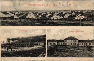 1908 Milovice, Vojensky tábor, Strelnice, Vojensá nemocnice / military camp, barracks and hospital, shooting hall