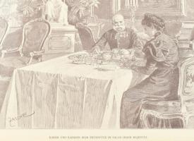 I. Ferenc József és Sissi szalonjukban; illetve Ferenc József a Budai Vár kertjében, háttérben Pest ...