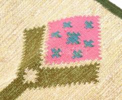 Retró falvédő szőttes, stilizált virág motívumokkal, szép állapotban, jelzés nélkül, 47x192cm