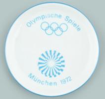 1972 Müncheni Olimpia porcelán tányér. Matricás, jelzett, kis kopással d: 9 cm