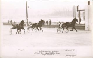 1937 Budapest, Eladóverseny győztese. Vitézlő hajt.: Wiesner. F. / Hungarian horse race. Faragó (Újpest) photo