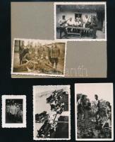 cca 1927-1937 Magyar katonákról készült fotók, 8 db, 5×3,5 és 9×6 cm közötti méretekben
