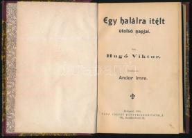 Hugó Victor: Egy halálra ítélt utolsó napjai. Bp., 1903. Vass József. Korabeli félvászon kötésben