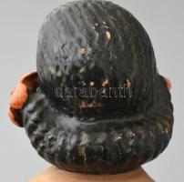 Donáth László: Art Deco lány, színes mázakkal festett kerámia, jelzett, kopott, sérült, m:32cm