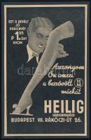 cca 1920-1940 Heilig Harisnyaház illusztrált reklám kartonra kasírozva, 12x18 cm