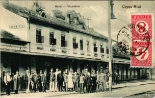 1928 Kiskapus, Kleinkopisch, Copsa Mica; Vasútállomás / Gara / railway station. TCV card