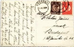 1934 Székelyudvarhely, Odorheiu Secuiesc; Fő tér, bank, Schuller és Lőrinczy Zakariás üzlete. Foto L...